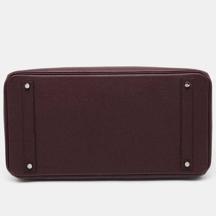 Pre Owned Hermes Bordeaux Togo Leather Palladium Finish Birkin 40 Bag