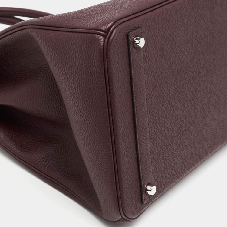 Pre Owned Hermes Bordeaux Togo Leather Palladium Finish Birkin 40 Bag