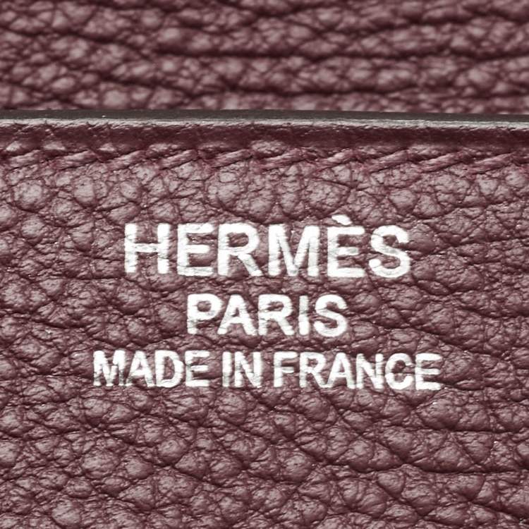 Pre Owned Hermes Bordeaux Togo Leather Palladium Finish Birkin 40 Bag