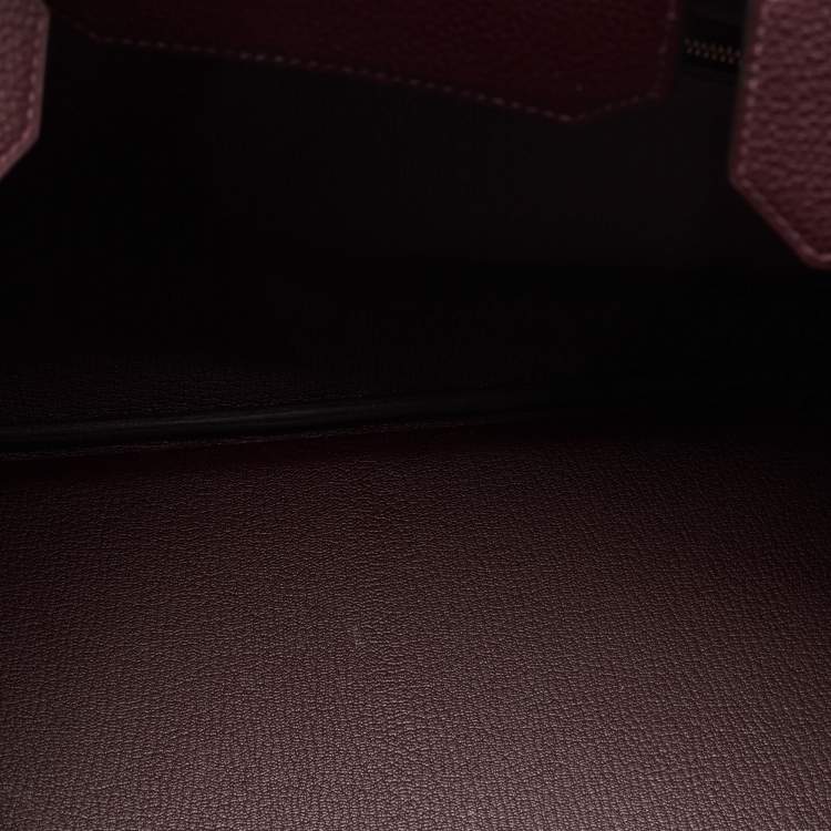 Pre Owned Hermes Bordeaux Togo Leather Palladium Finish Birkin 40 Bag