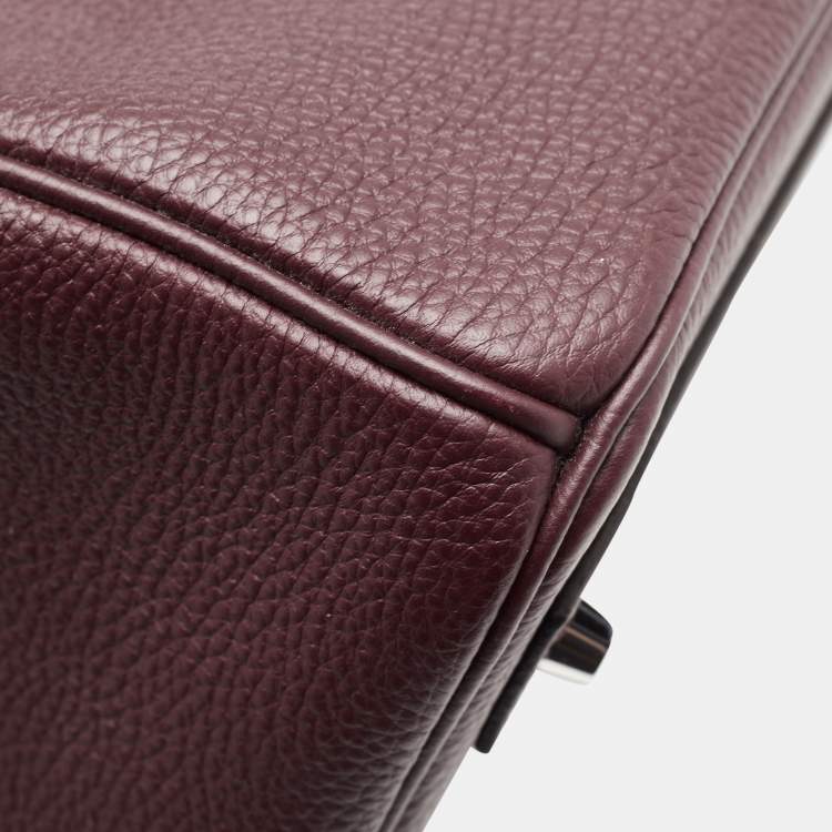Pre Owned Hermes Bordeaux Togo Leather Palladium Finish Birkin 40 Bag
