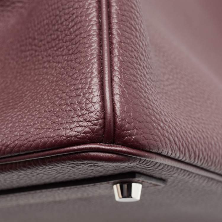 Pre Owned Hermes Bordeaux Togo Leather Palladium Finish Birkin 40 Bag