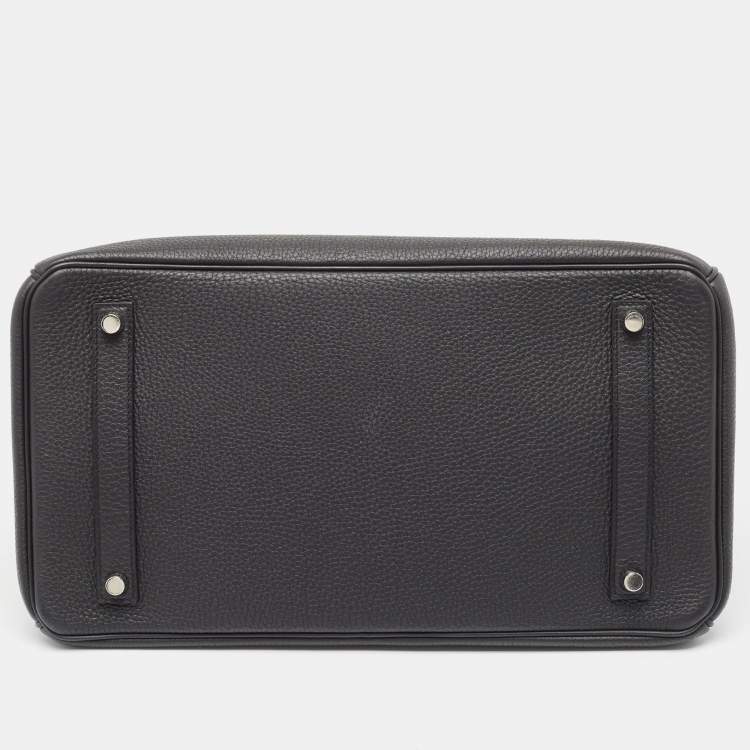 Pre Owned Hermes Noir Togo Leather Palladium Finish Birkin 35 Bag 