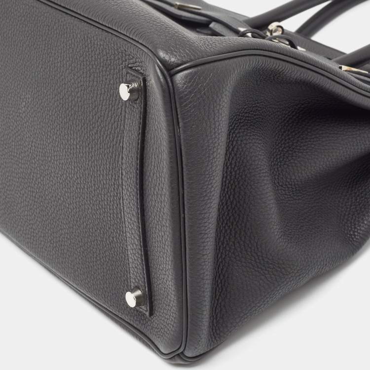 Pre Owned Hermes Noir Togo Leather Palladium Finish Birkin 35 Bag 