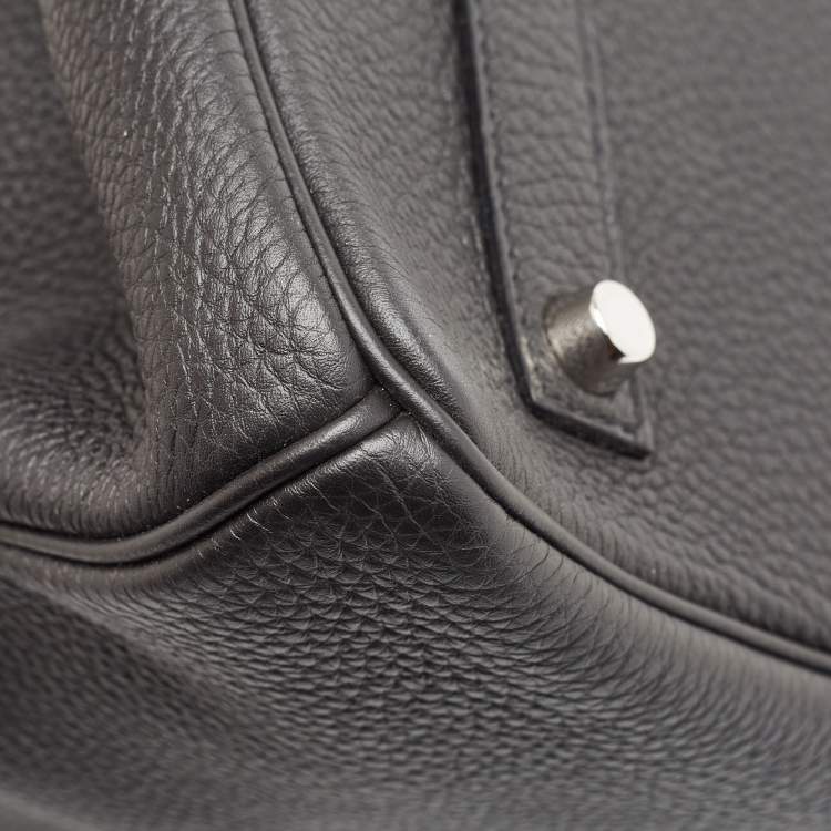 Pre Owned Hermes Noir Togo Leather Palladium Finish Birkin 35 Bag 