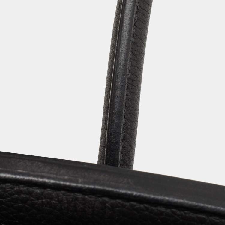 Pre Owned Hermes Noir Togo Leather Palladium Finish Birkin 35 Bag 