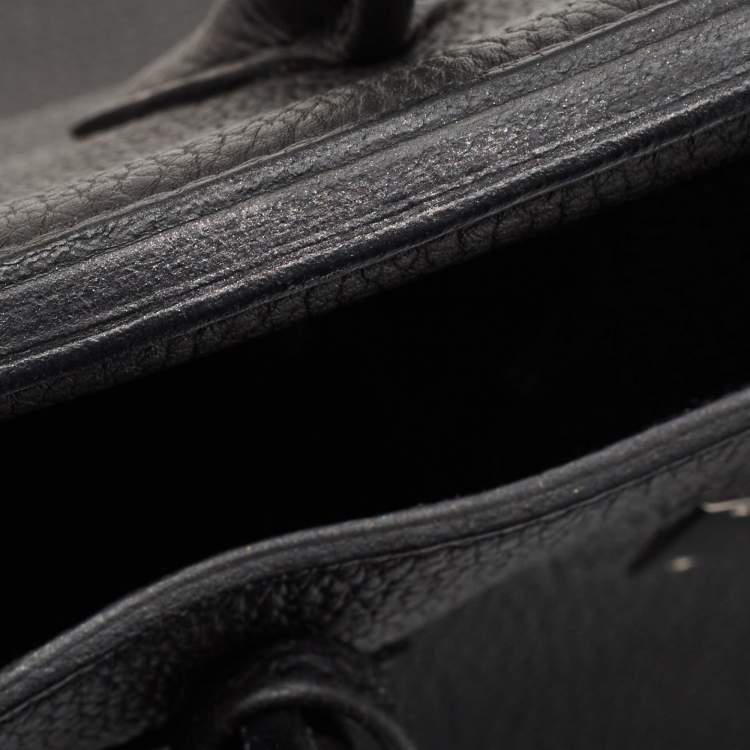 Pre Owned Hermes Noir Togo Leather Palladium Finish Birkin 35 Bag 