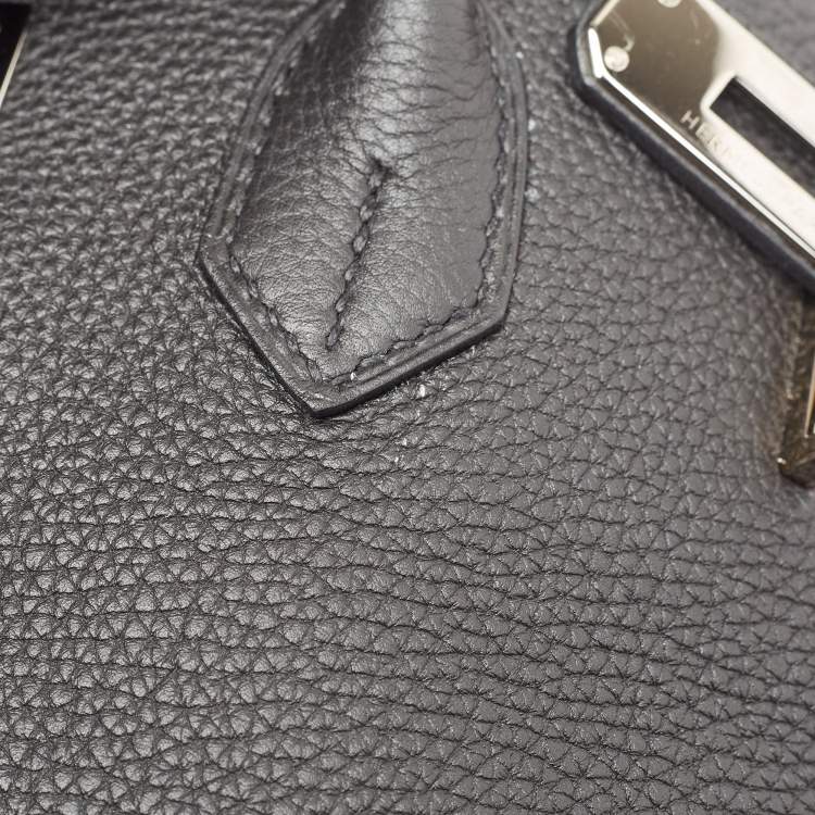 Pre Owned Hermes Noir Togo Leather Palladium Finish Birkin 35 Bag 