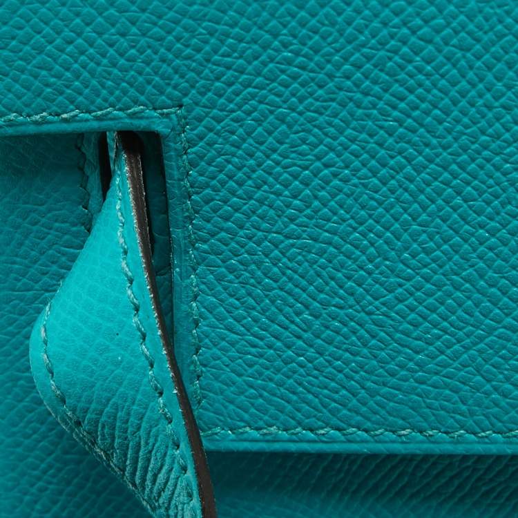 Pre Owned Hermes Bleu Paon Epsom Leather Gold Finish Kelly Sellier 32 Bag