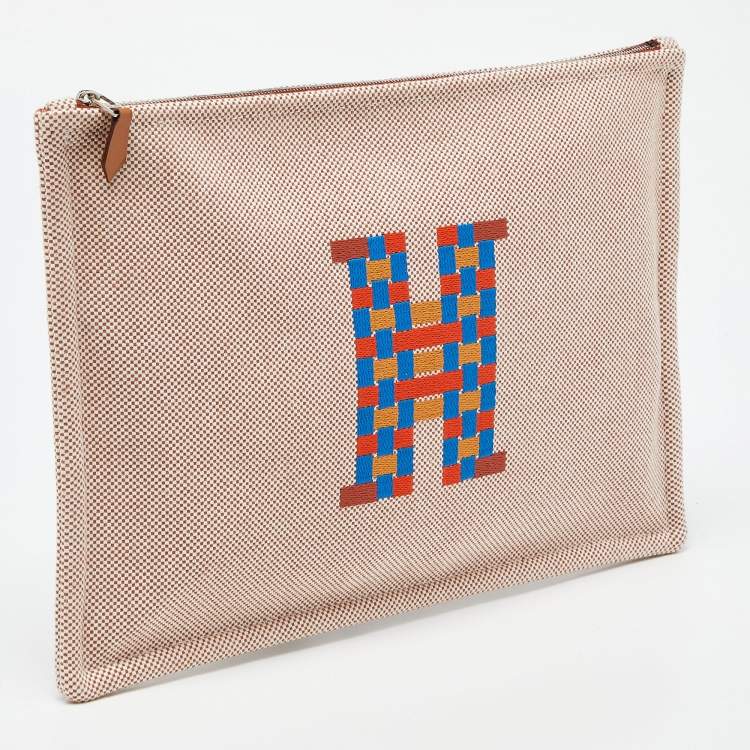مملوكة مسبقًا Hermes Cognac Toile H Tissage Case