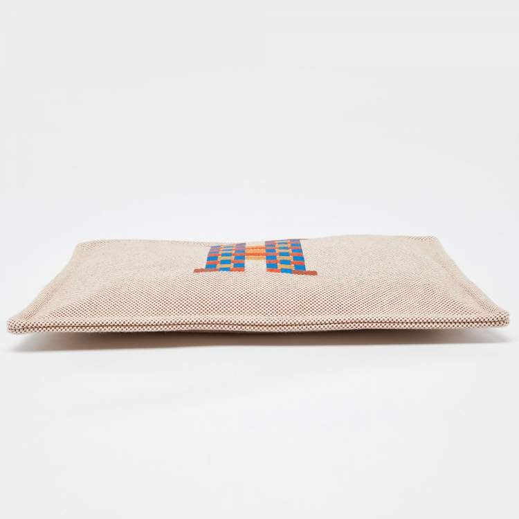مملوكة مسبقًا Hermes Cognac Toile H Tissage Case