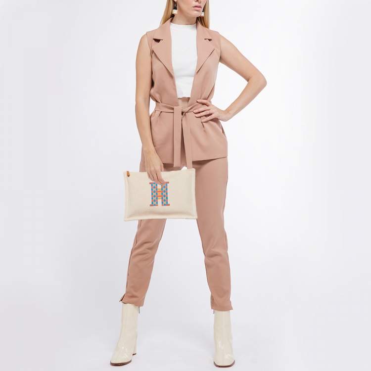 مملوكة مسبقًا Hermes Cognac Toile H Tissage Case