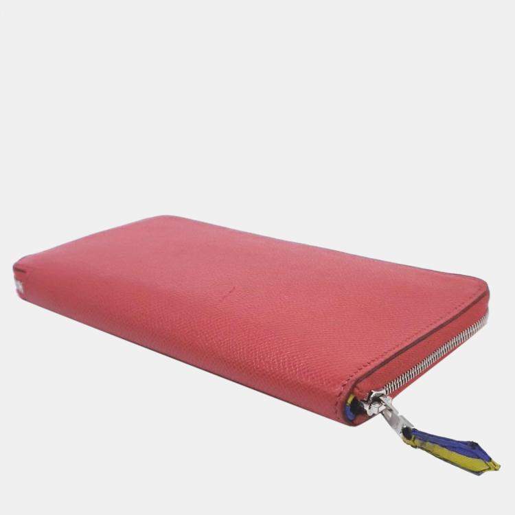 Pre Owned Hermes Rose Jaipur Epsom Leather Azap Silk In Zip Around Wallet
