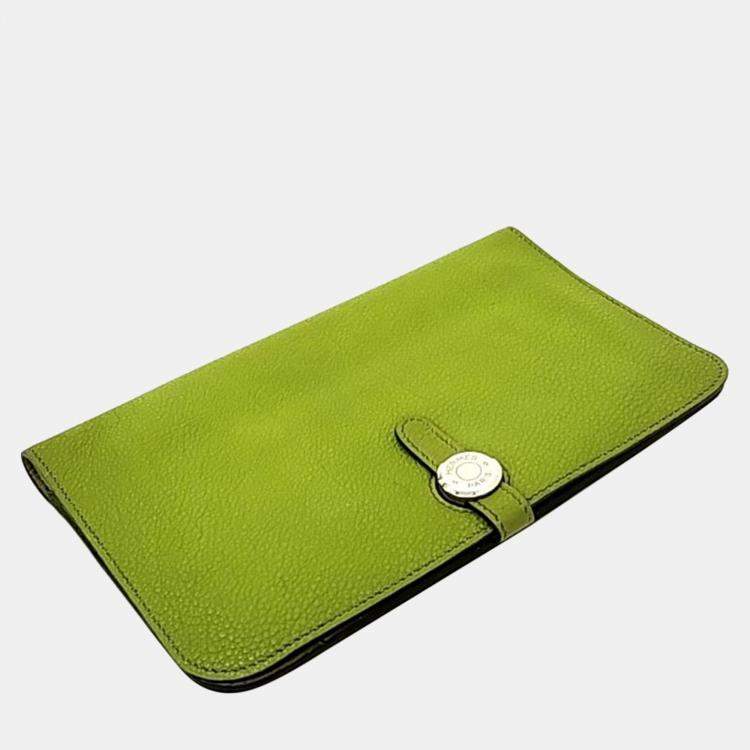 Pre Owned Hermes Vert Anis Togo Dogon Long Wallet