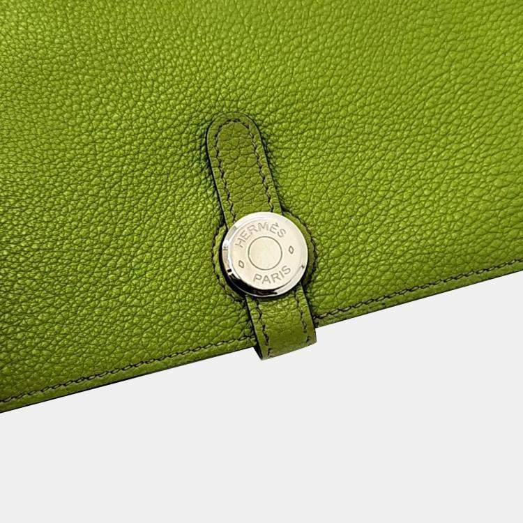 Pre Owned Hermes Vert Anis Togo Dogon Long Wallet
