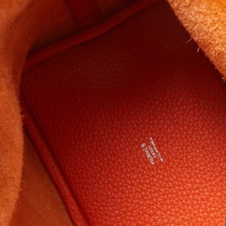 Pre Owned Hermes Feu Taurillon Clemence Leather Picotin Lock 18 Bag