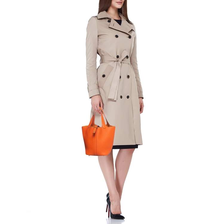 Pre Owned Hermes Feu Taurillon Clemence Leather Picotin Lock 18 Bag