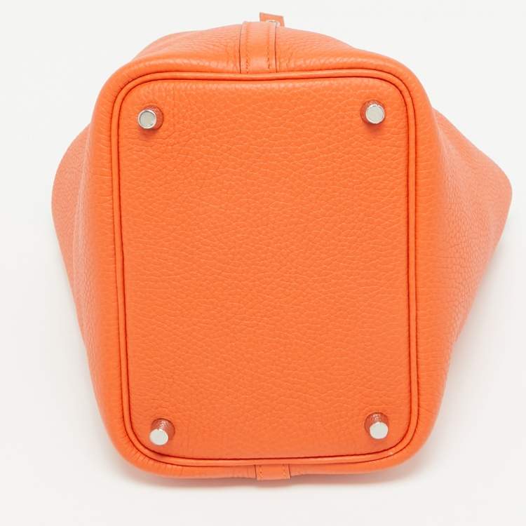 Pre Owned Hermes Feu Taurillon Clemence Leather Picotin Lock 18 Bag