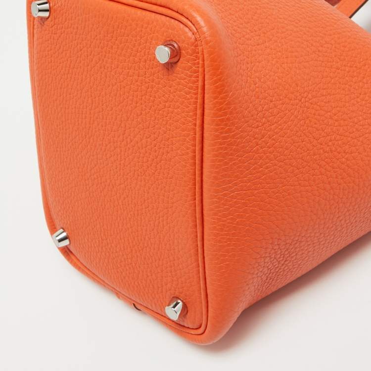 Pre Owned Hermes Feu Taurillon Clemence Leather Picotin Lock 18 Bag