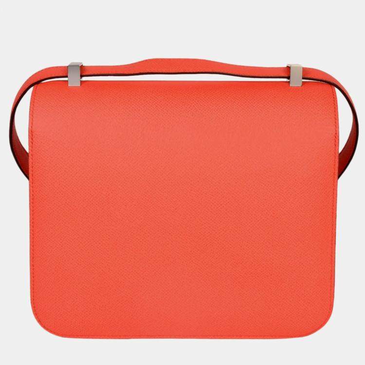 Pre Owned HERMES Constance 3 24 Rose Texas Vaux Epson Y stamped silver lacquer hardware shoulder bag