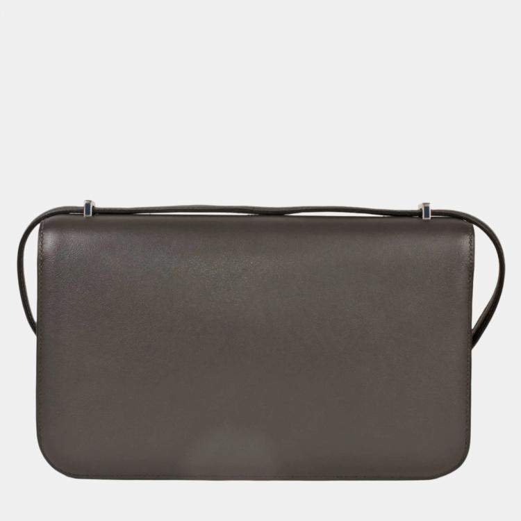 Pre Owned HERMES Constance 3 Elan Verso Vaux Swift R stamp (manufactured in 2014) Silver lacquer hardware Shoulder bag Gray x Blue