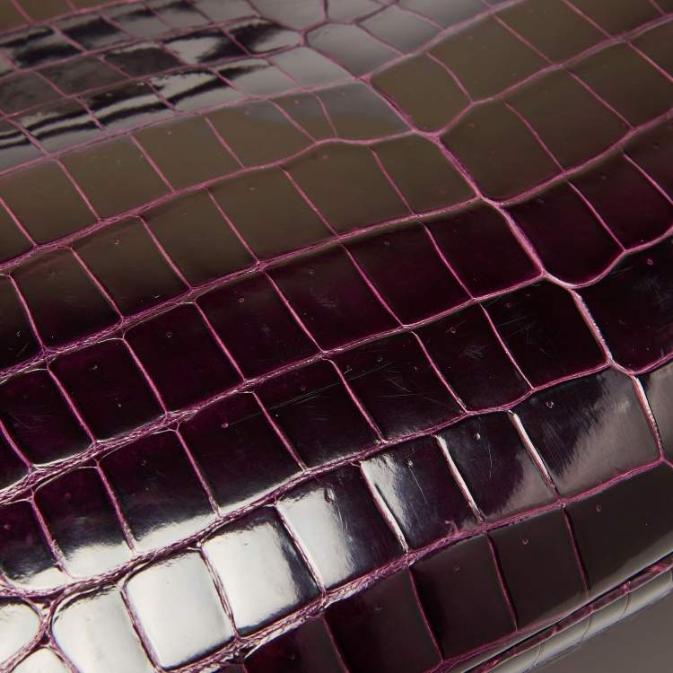 Pre Owned Hermes Amethyst Crocodile Porosus Palladium Finish Birkin 40 Bag