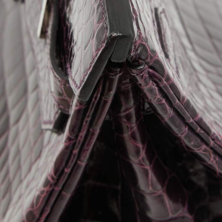 Pre Owned Hermes Amethyst Crocodile Porosus Palladium Finish Birkin 40 Bag