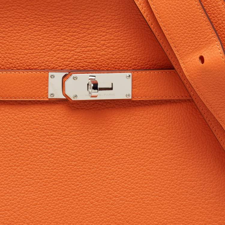 Pre Owned Hermès Orange Togo Leather Palladium Finish Jypsiere 37 Bag