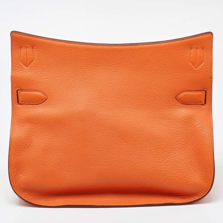 Pre Owned Hermès Orange Togo Leather Palladium Finish Jypsiere 37 Bag