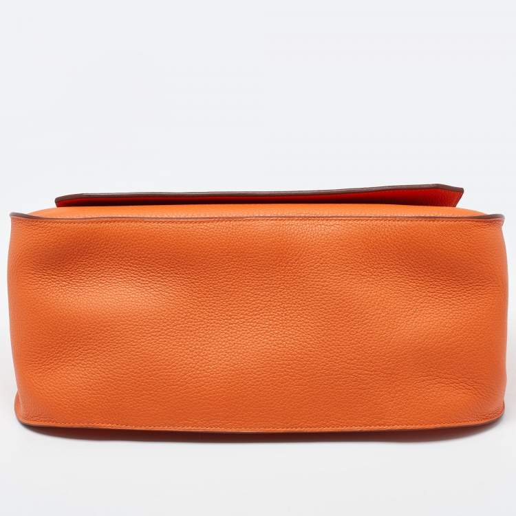 Pre Owned Hermès Orange Togo Leather Palladium Finish Jypsiere 37 Bag