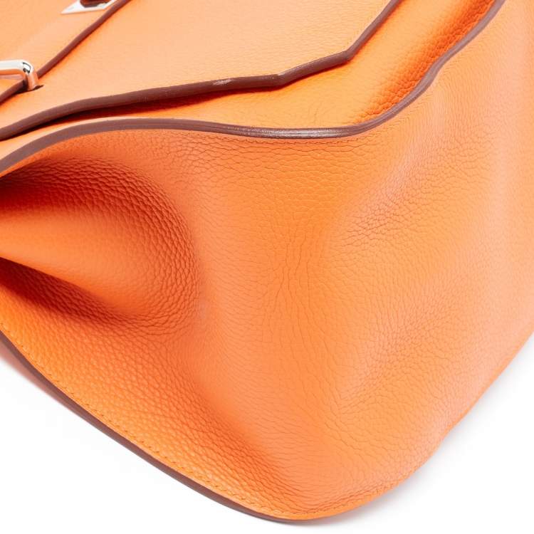 Pre Owned Hermès Orange Togo Leather Palladium Finish Jypsiere 37 Bag