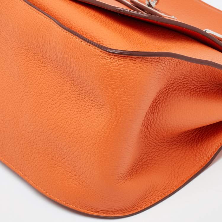 Pre Owned Hermès Orange Togo Leather Palladium Finish Jypsiere 37 Bag