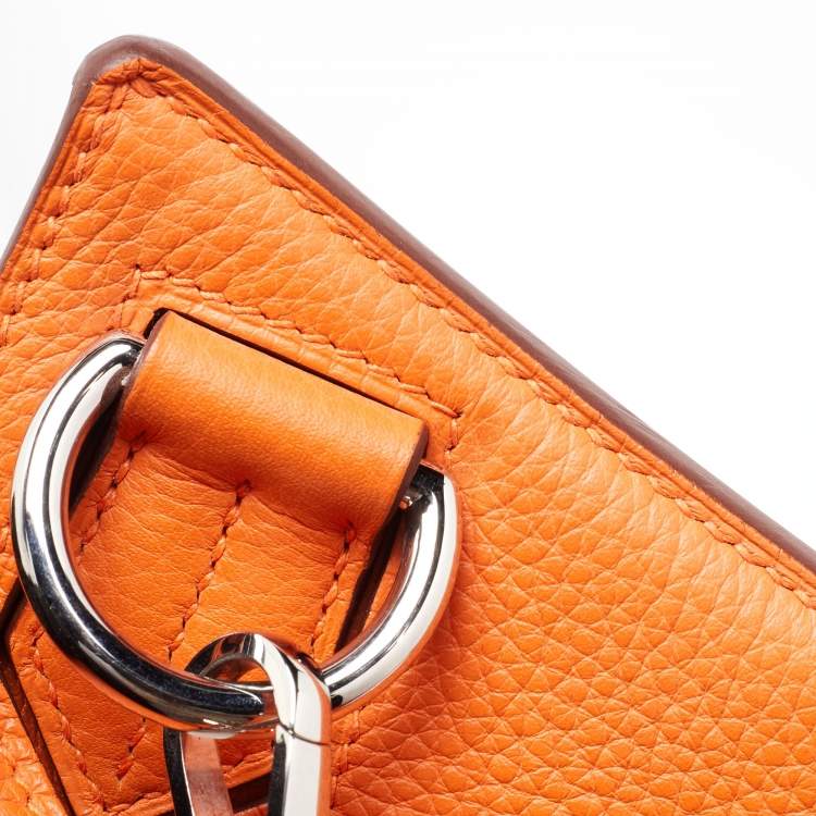 Pre Owned Hermès Orange Togo Leather Palladium Finish Jypsiere 37 Bag
