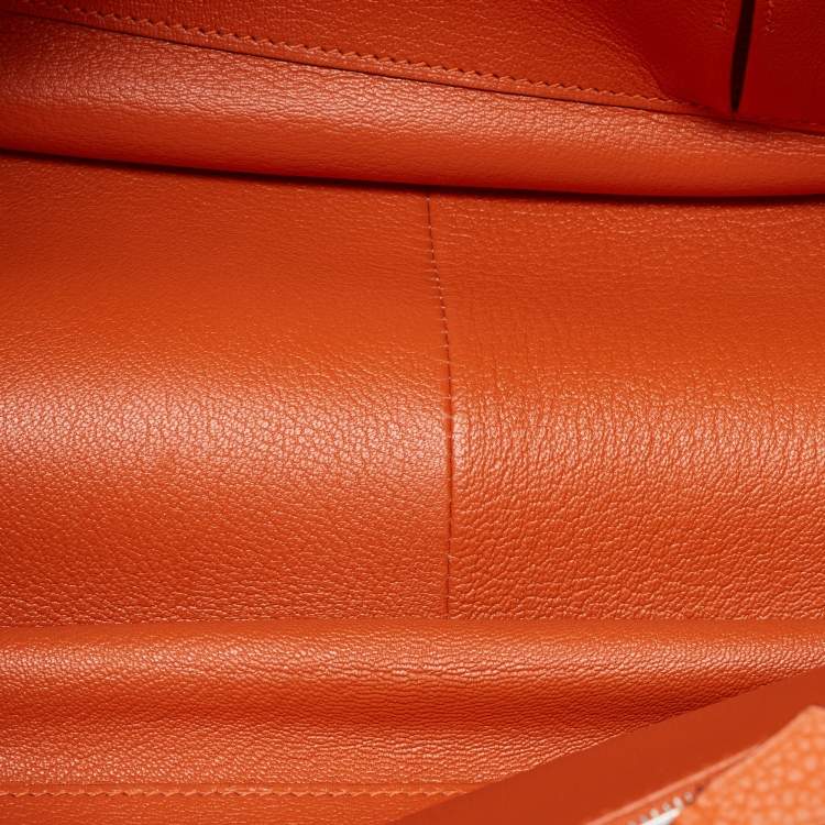 Pre Owned Hermès Orange Togo Leather Palladium Finish Jypsiere 37 Bag