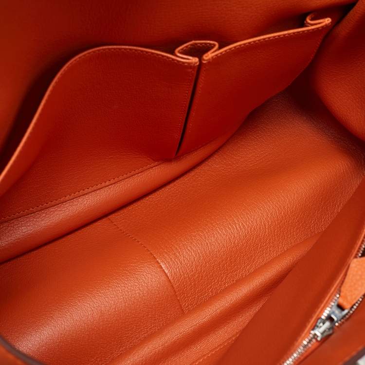 Pre Owned Hermès Orange Togo Leather Palladium Finish Jypsiere 37 Bag
