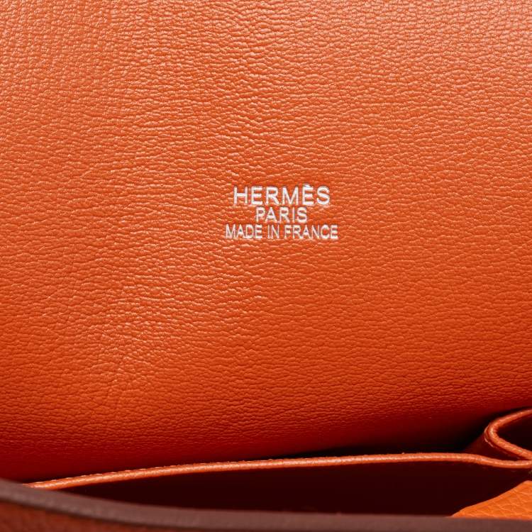 Pre Owned Hermès Orange Togo Leather Palladium Finish Jypsiere 37 Bag