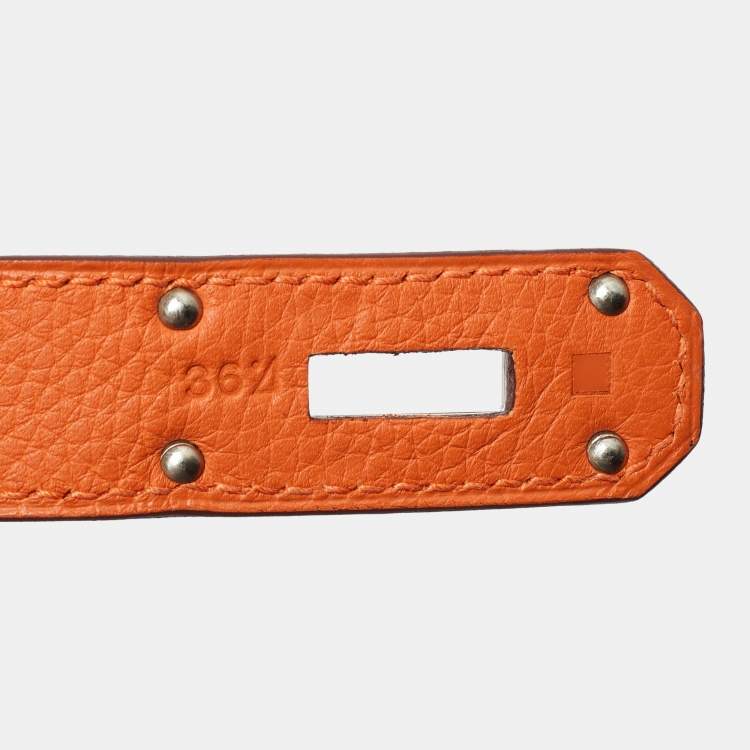 Pre Owned Hermès Orange Togo Leather Palladium Finish Jypsiere 37 Bag