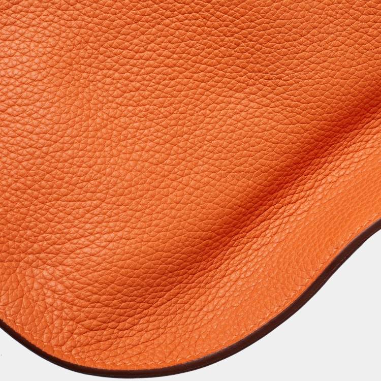 Pre Owned Hermès Orange Togo Leather Palladium Finish Jypsiere 37 Bag