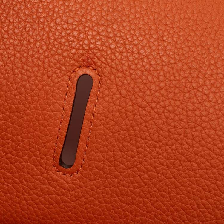 Pre Owned Hermès Orange Togo Leather Palladium Finish Jypsiere 37 Bag