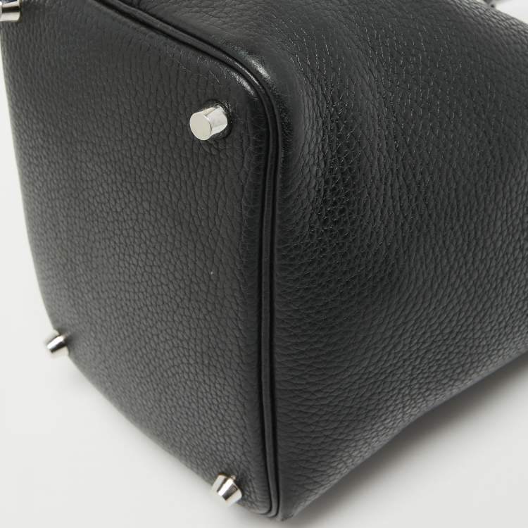 Pre Owned Hermes Noir Taurillon Clemence Leather Picotin Lock 18 Bag