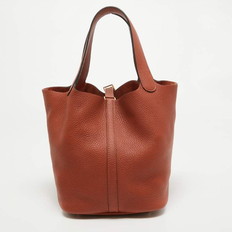 Pre Owned Hermès  Cuivre Taurillon Clemence Leather Picotin Lock 22 Bag