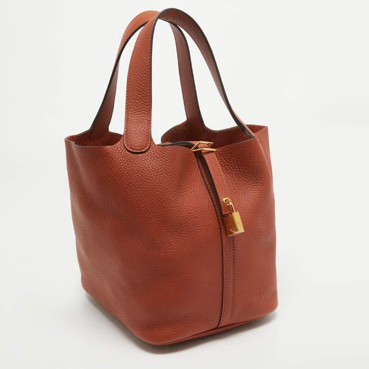 Pre Owned Hermès  Cuivre Taurillon Clemence Leather Picotin Lock 22 Bag