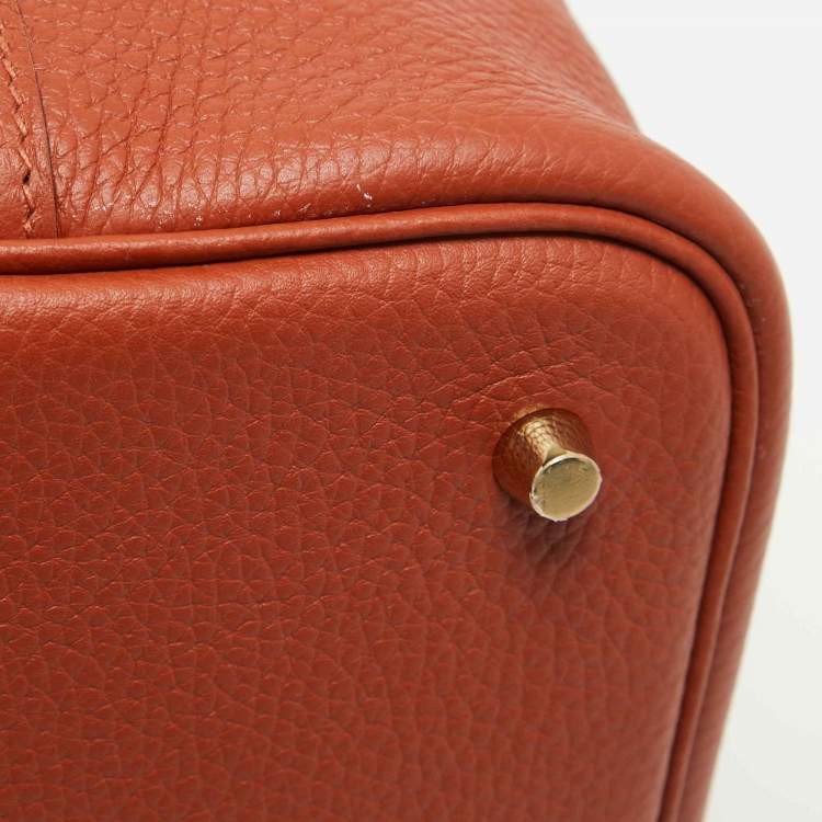 Pre Owned Hermès  Cuivre Taurillon Clemence Leather Picotin Lock 22 Bag