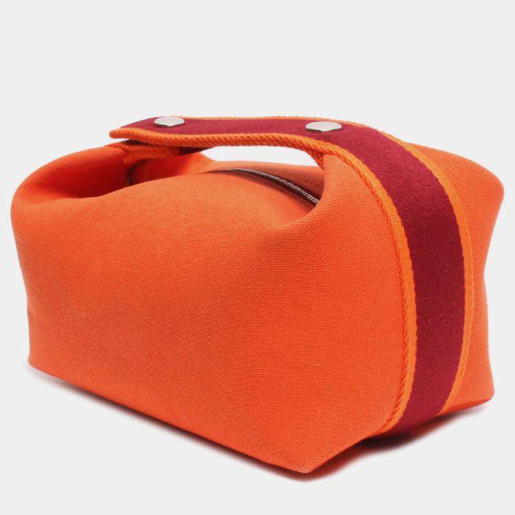 Pre Owned Hermes Orange Canvas Bride-A-Brac Travel Case
