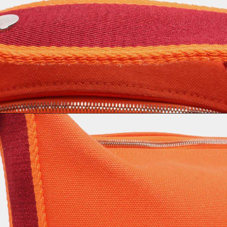 Pre Owned Hermes Orange Canvas Bride-A-Brac Travel Case