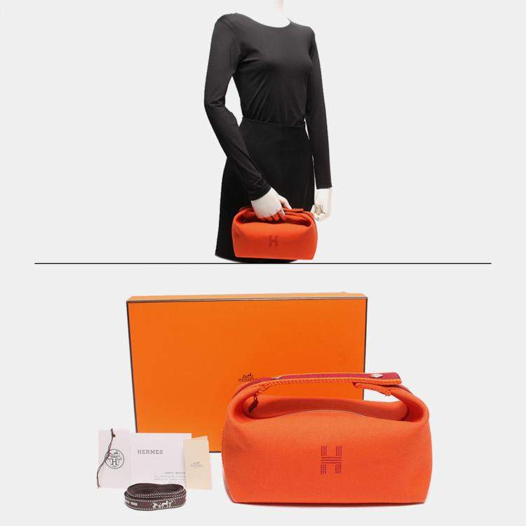 Pre Owned Hermes Orange Canvas Bride-A-Brac Travel Case