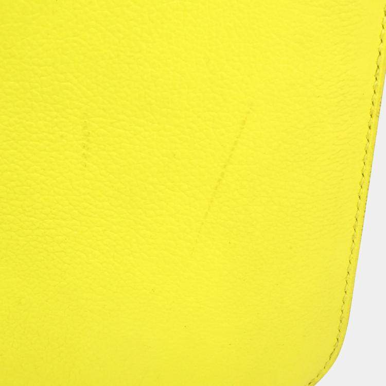 Pre Owned Hermes Constance 3 24 Lime Evercolor D stamp shoulder bag yellow