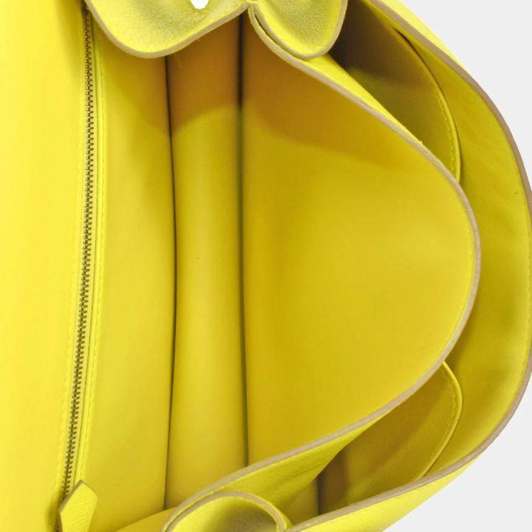 Pre Owned Hermes Constance 3 24 Lime Evercolor D stamp shoulder bag yellow
