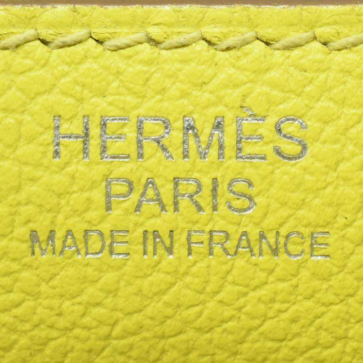 Pre Owned Hermes Constance 3 24 Lime Evercolor D stamp shoulder bag yellow