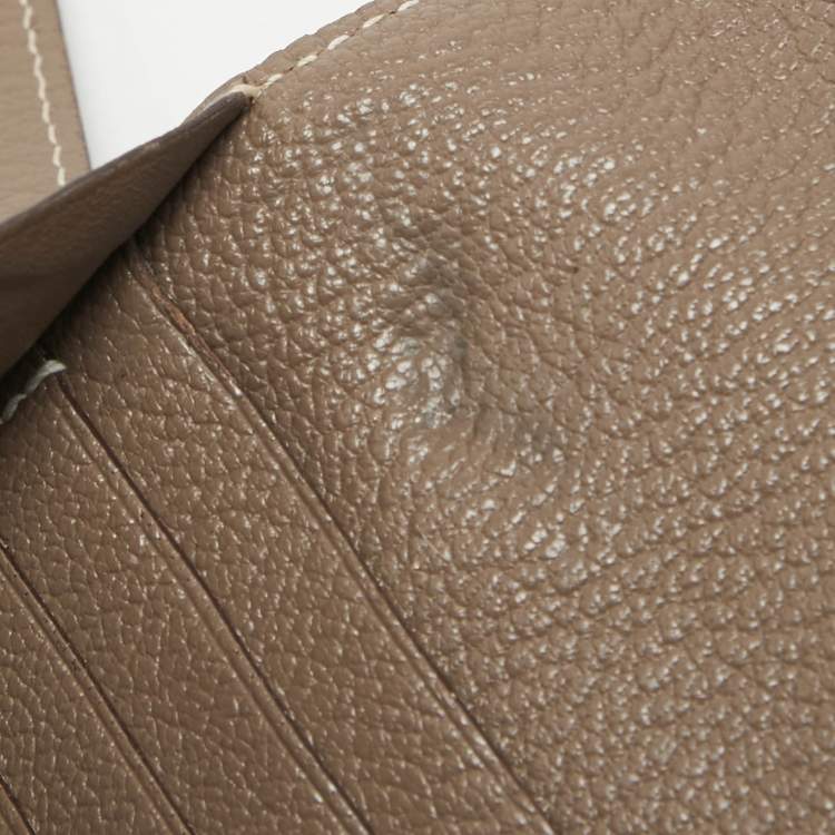 Pre Owned Hermes Taupe Chevre Leather Kelly Classic Wallet